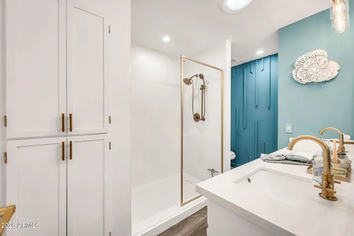 Primary Bath Shower and Linen Closet