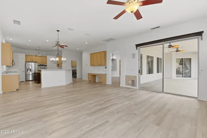 View of living room and kitchen