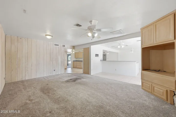 Kitchen and family room