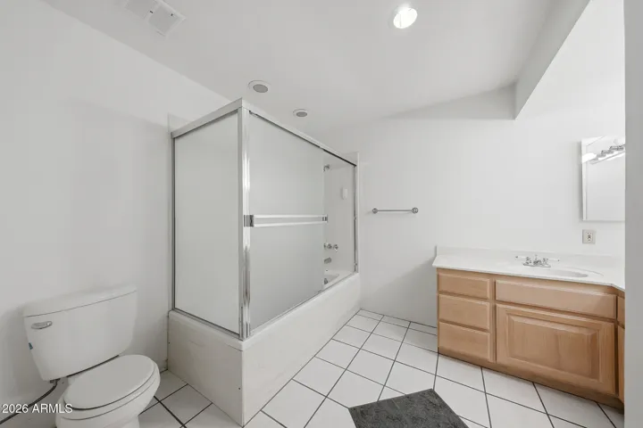 Hall Bathroom - very large footprint with lots of storage.