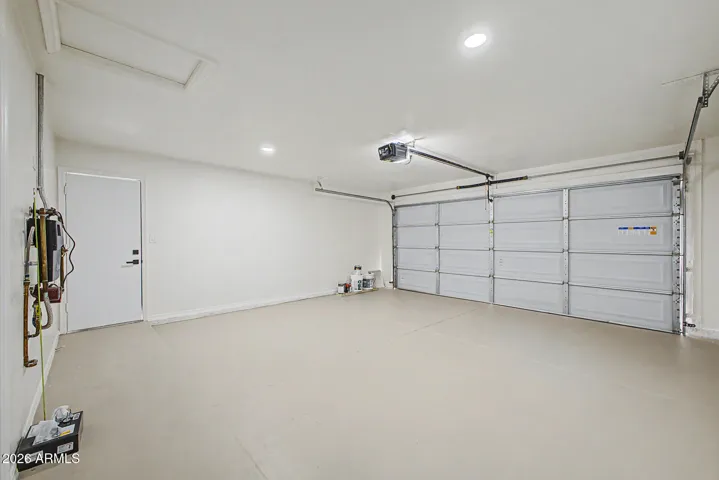 Garage with tankless water heater