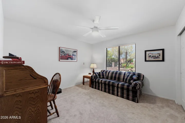 The Guest Bedroom is used as an office too with a triple closet.