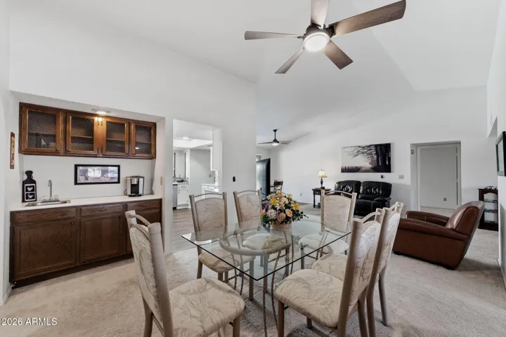 Dining Room looking to family room area and coffee bar.
