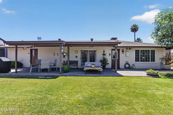 Extended length covered patio.