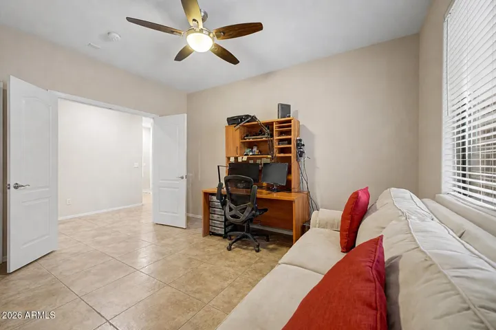 Double doors provide privacy when required.