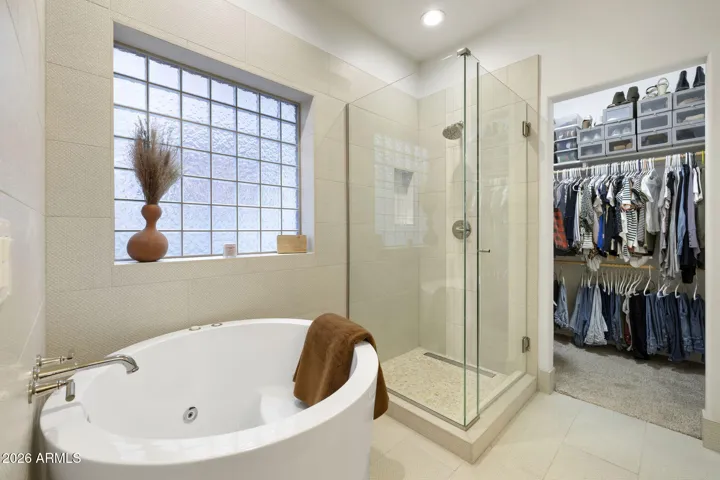 Spacious remodeled Primary Bathroom with spacious walk-in closet. bathroom.