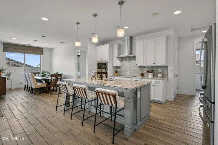Spacious kitchen with an extended island and lots of counter space