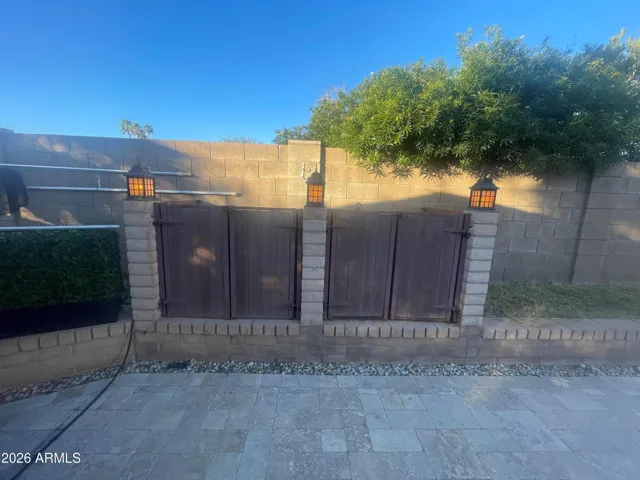 Gate where the pool equipment is located