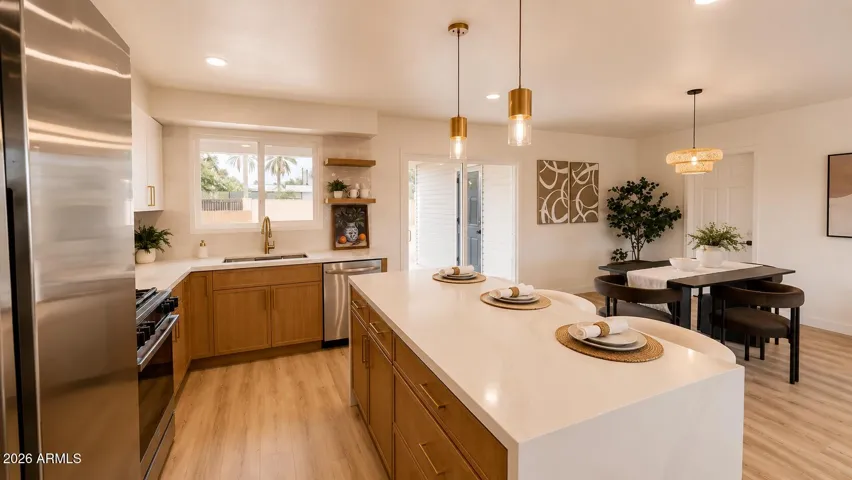 Waterfall kitchen island