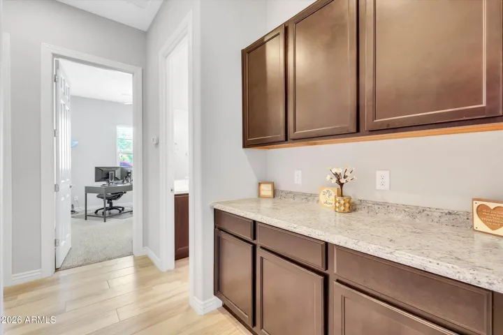 extra counter and cabinets on your way to the hallway rooms!