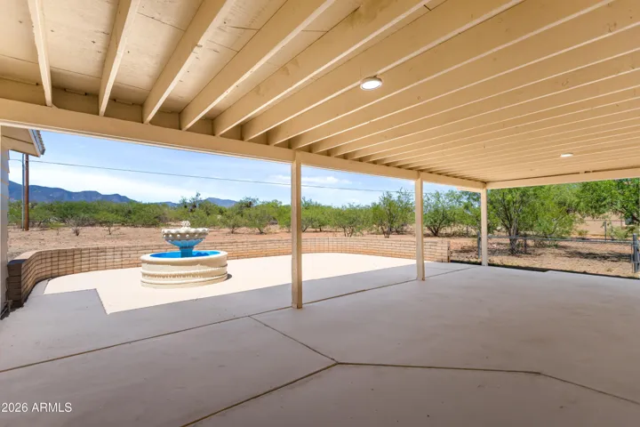 water fountain in the courtyard covered patio