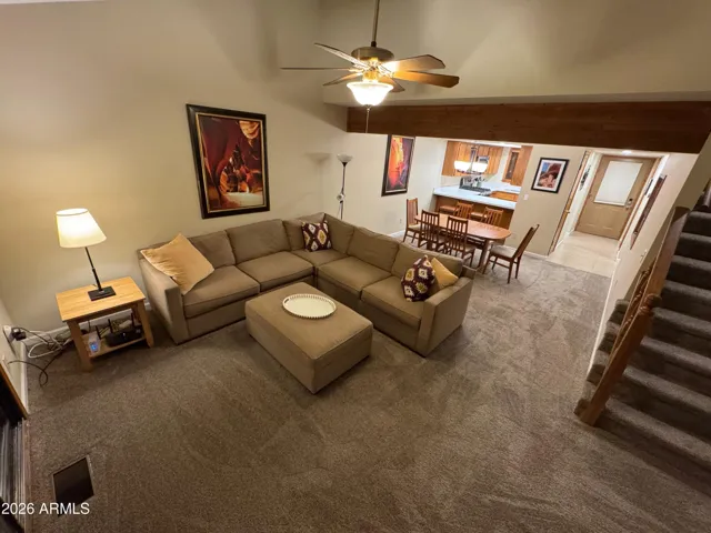 Vaulted Ceiling with Wood Beam