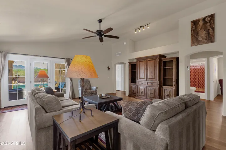 Living Room with French doors out to the backyard