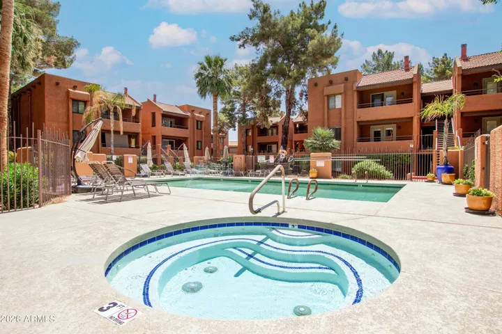 "Pool AND spa — heated year-round. After a long shift or a big travel day, this is exactly where you want to be."