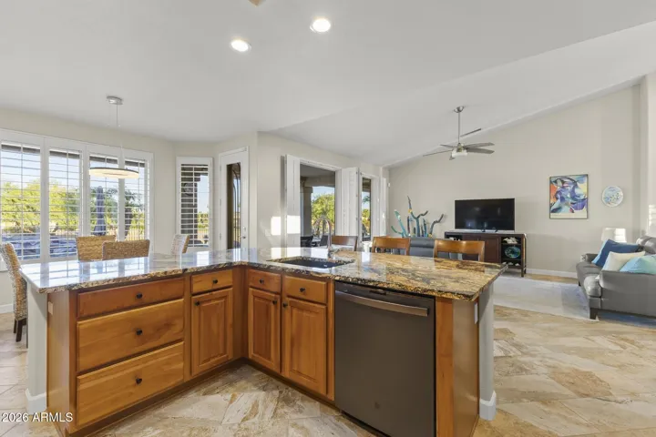 A better look at the breakfast bar shows how much space you have for extra seating.