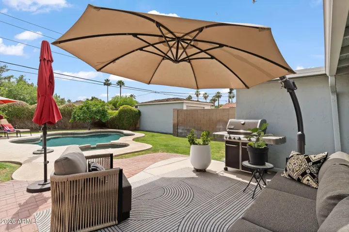 Private backyard with salt water pool