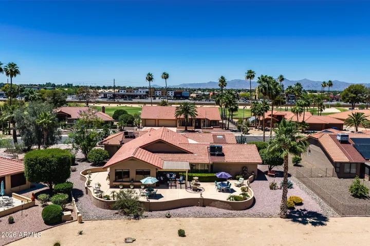 Aeriel View of the patio and back of the home