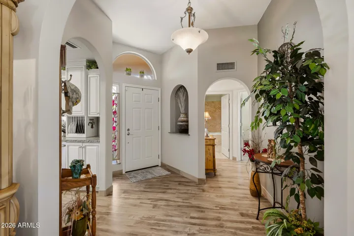 High ceilings and beautiful flooring