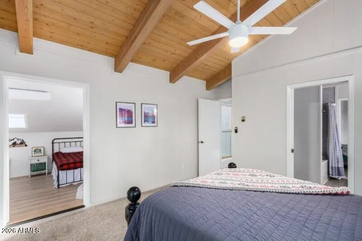 Upstairs bedroom with loft attached.