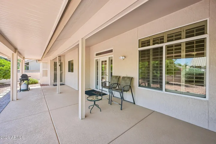 The spacious covered patio