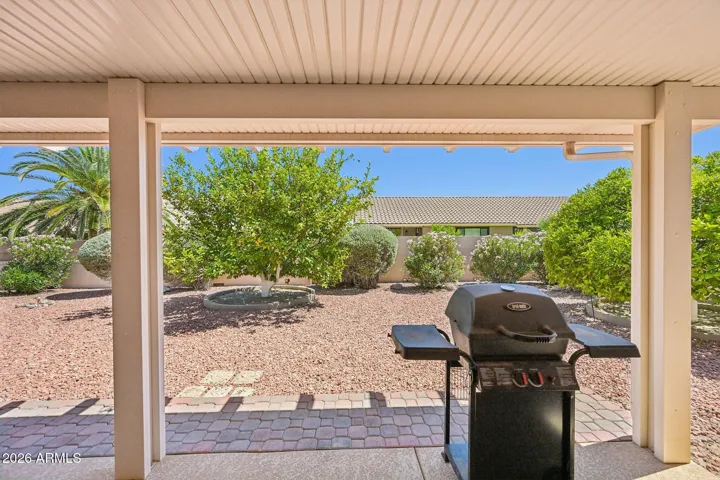 The spacious covered patio