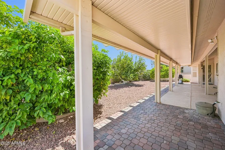 The spacious covered patio