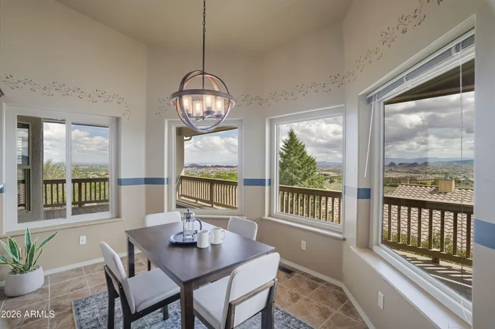 Kitchen eating nook with view