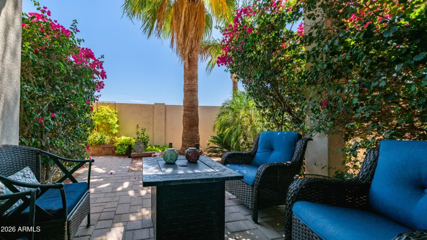Private back patio looking out