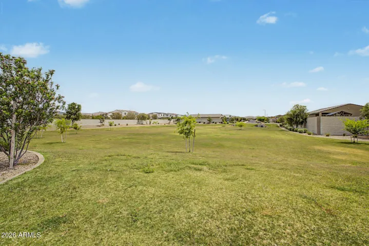 Directly south of the home.