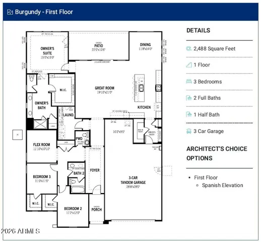 Base floorplan shown. Actual floorplan may vary based on architectural options not shown, when applicable.