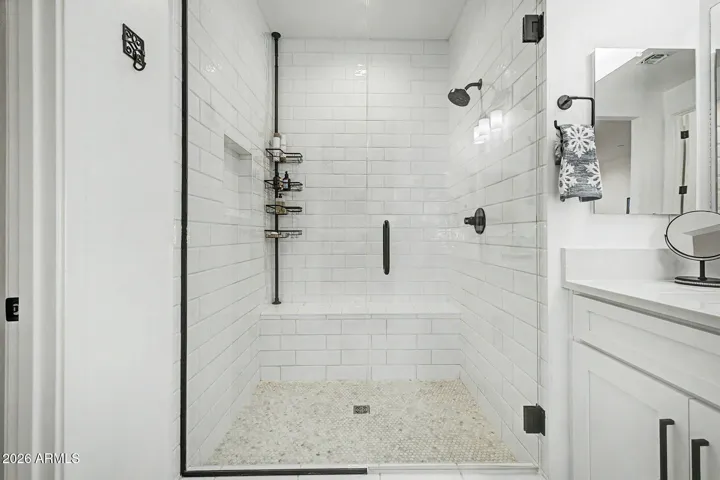 Shower with upgraded fixtures