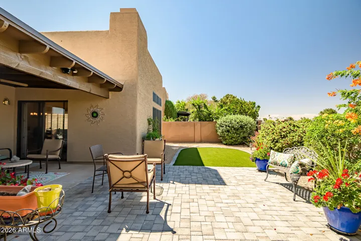 Covered Patio, Pavers, and Turf
