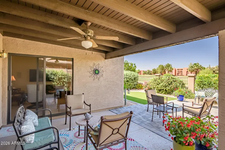 Covered Back Patio with Fan