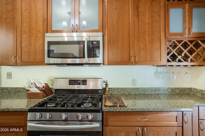 Upgraded cabinetry and wine rack