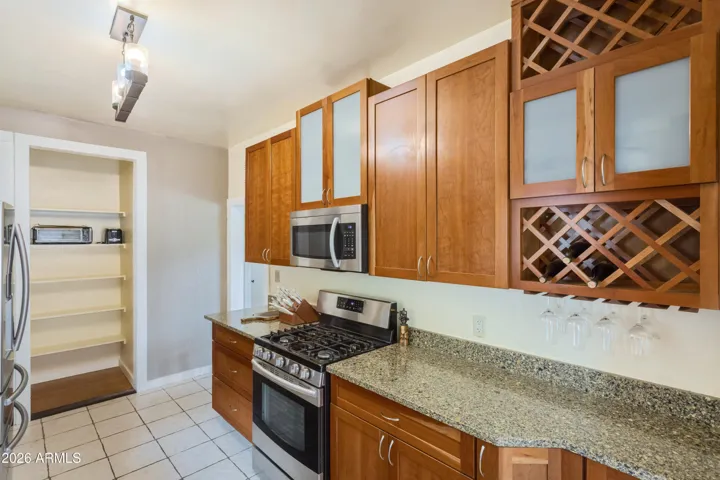 Upgraded cabinetry and wine rack