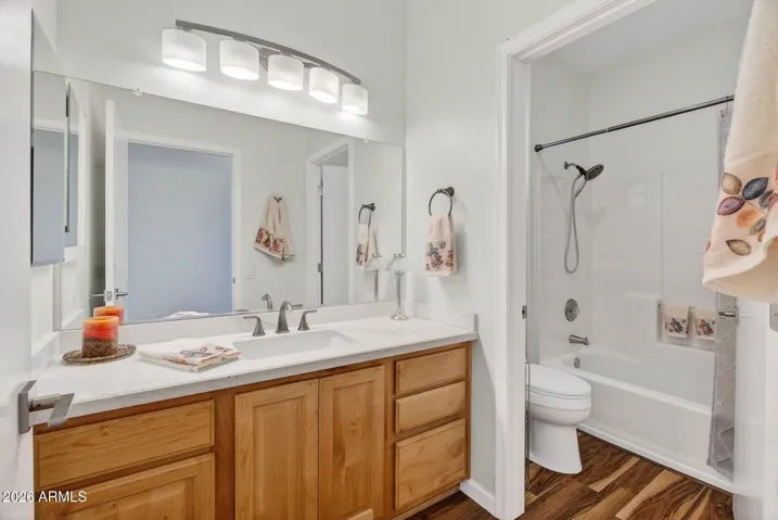 43 FULL GUEST BATHROOM WITH SHOWER /TUB & RAISED COMMODE.