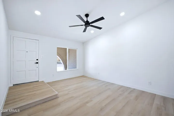 Front door, living room