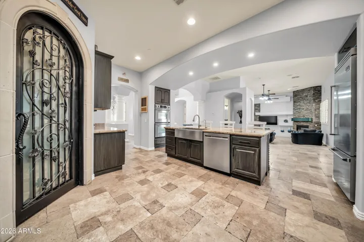 Kitchen overlooking family room