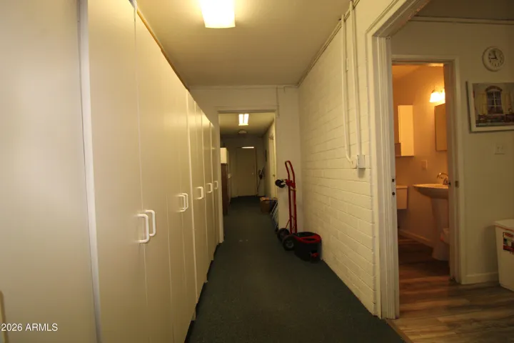 Hallway access to break room from all suites
