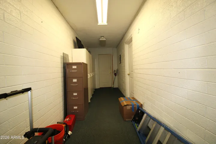 Hallway access to break room from all suites
