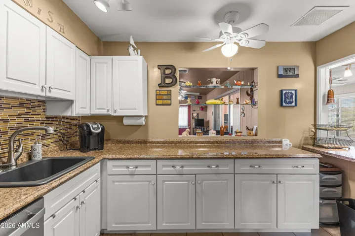 Kitchen with view of Arizona Room.