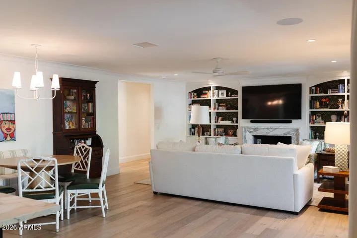 Family open to kitchen