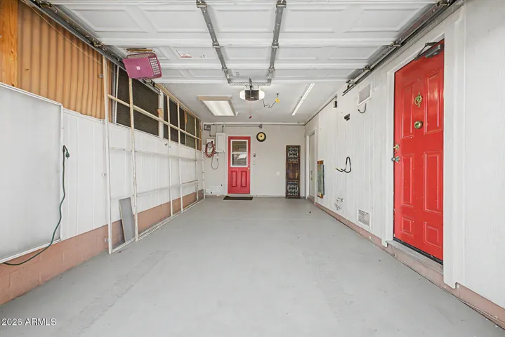 Garage with epoxy flooring