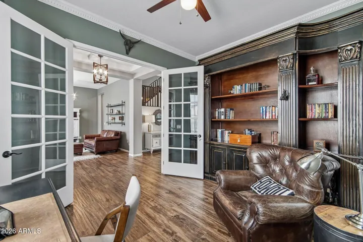 Office - built-ins & French doors