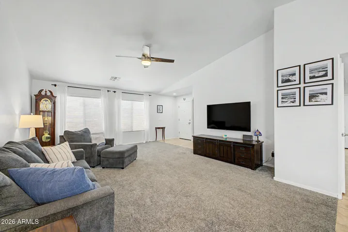 Vaulted ceilings in great room