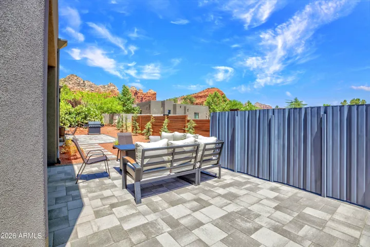 Hot tub area with privacy fencing -off MBR