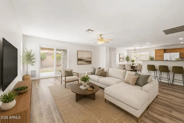 Ai staging. Roomy, open floor plan. Light vibe. Feel at home. Entertain your family and friends.