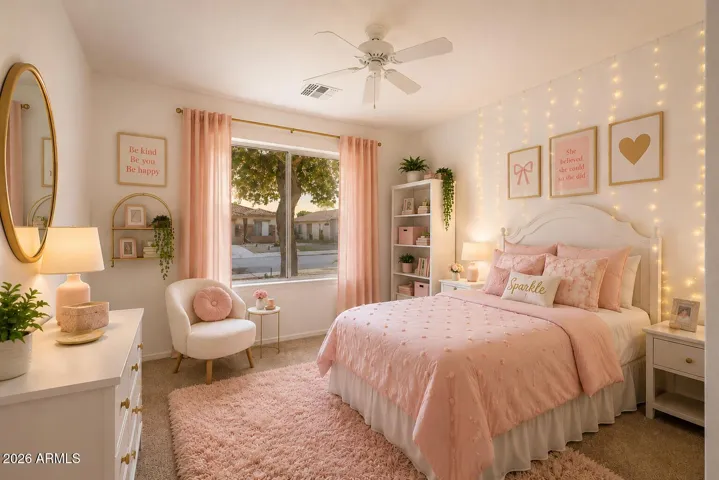 Ai staging idea for a girl's room.
