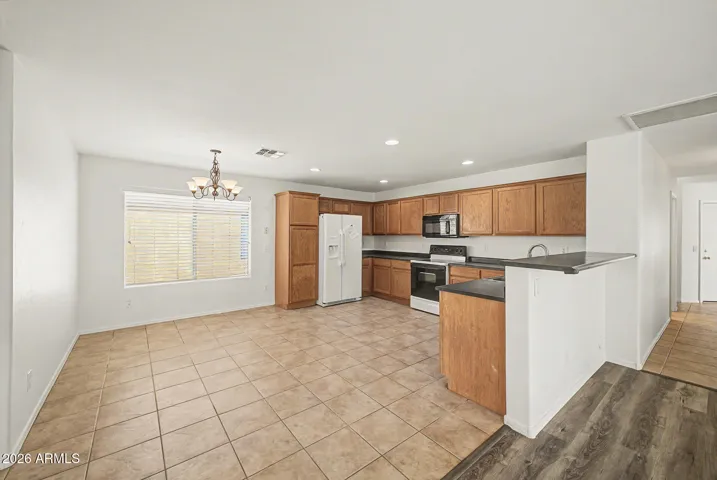 Big Open floor plan kitchen. Refrigerator and Oven included.