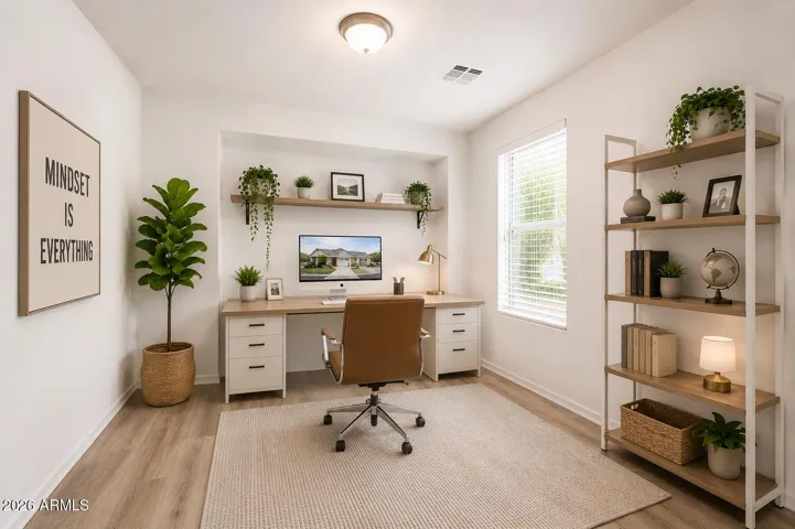 Ai staging. Do you Work from Home? This Office/Den is perfect for you. Light vibe.